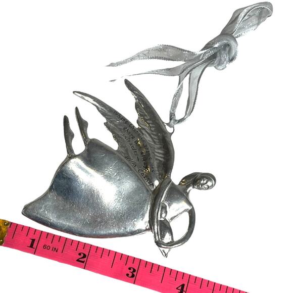 VTG Pewter ANGEL ORNAMENT 4" Great Love Miracles by Willa Cather Silver Metal - Picture 4 of 5